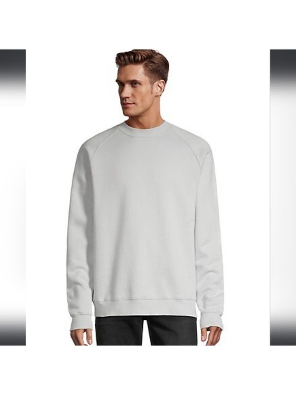 ZANEROBE MENS RAGLAN CREWNECK OVERSIZED BOXY GRAY SWEATER MEDIUM NEW